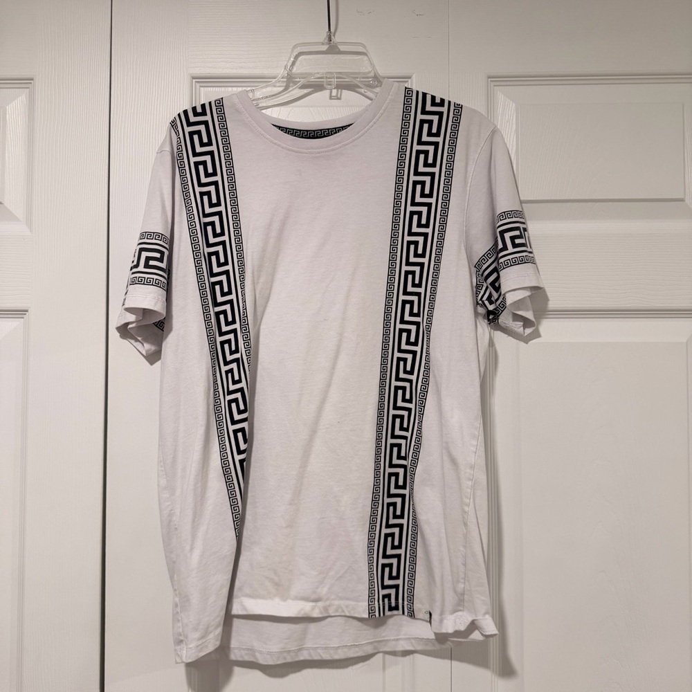 White and Black Patterned Men's T-Shirt